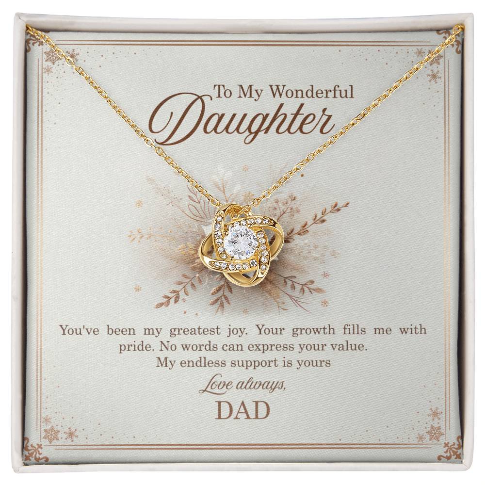 95318 c Love Knot Necklace, Gift to my Daughter with Beautiful Message Card