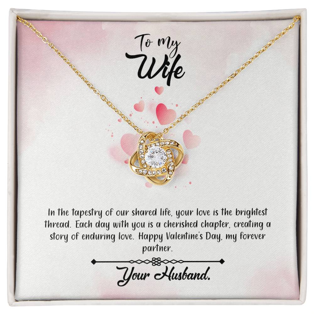 valentine-12a Love Knot Necklace, Gift to my Wife with Beautiful Message Card