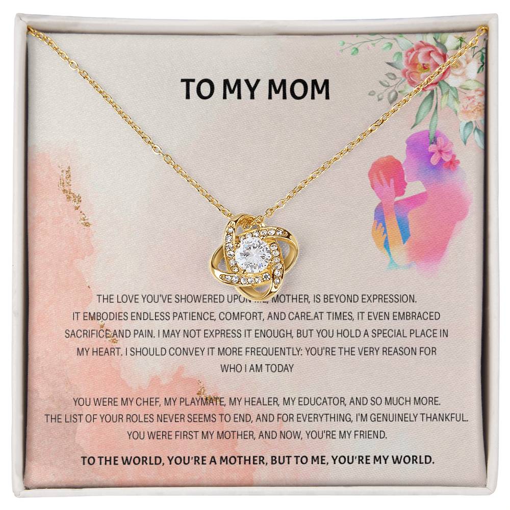 94689c Love Knot Necklace, Gift to my Mom with Beautiful Message Card