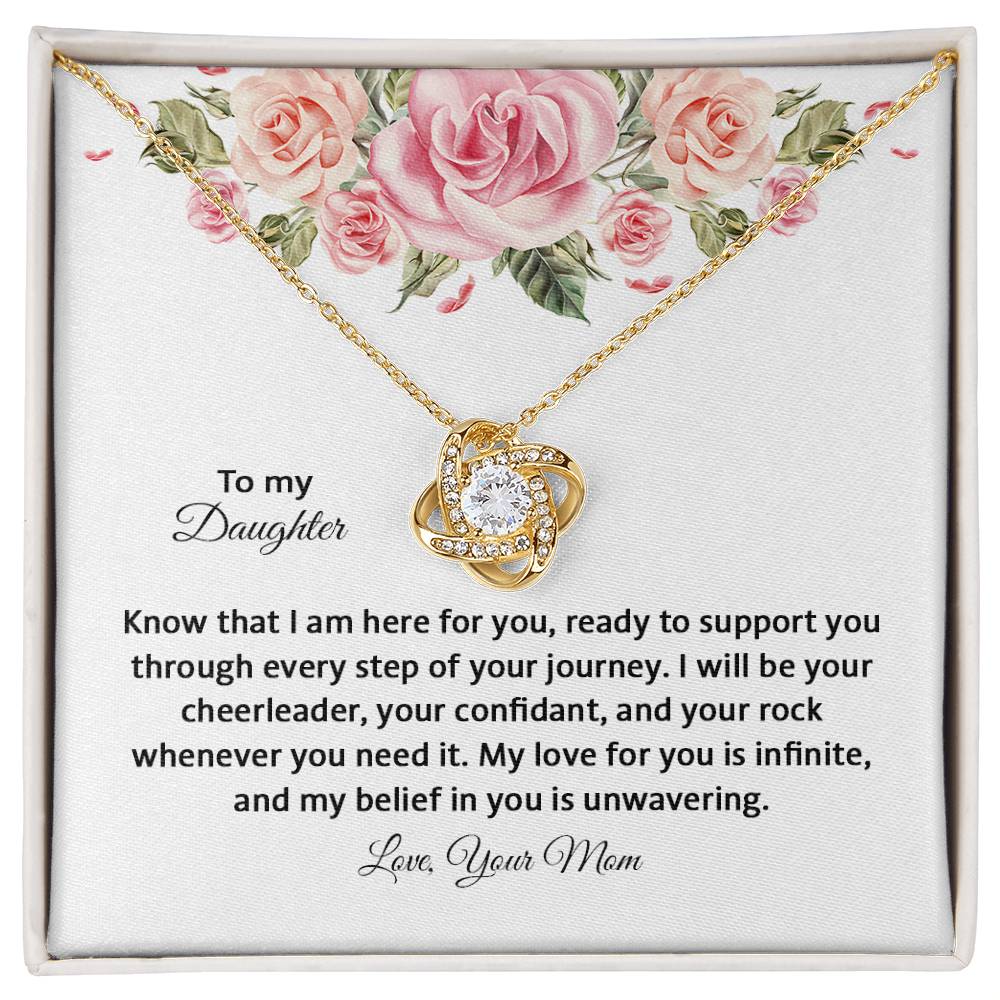 4031e Love Knot Necklace, Gift to my Daughter with Beautiful Message Card