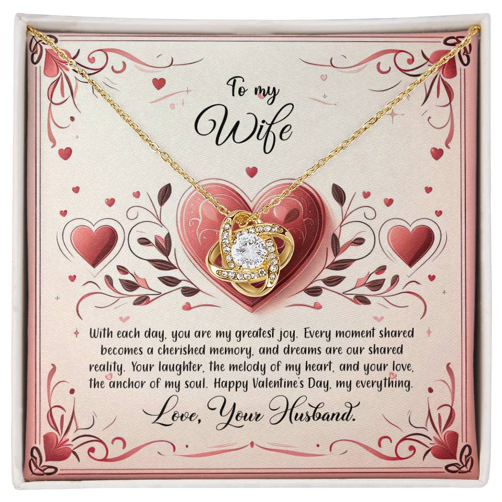 Valentine-st12a Love Knot Necklace, Gift to my Wife with Beautiful Message Card