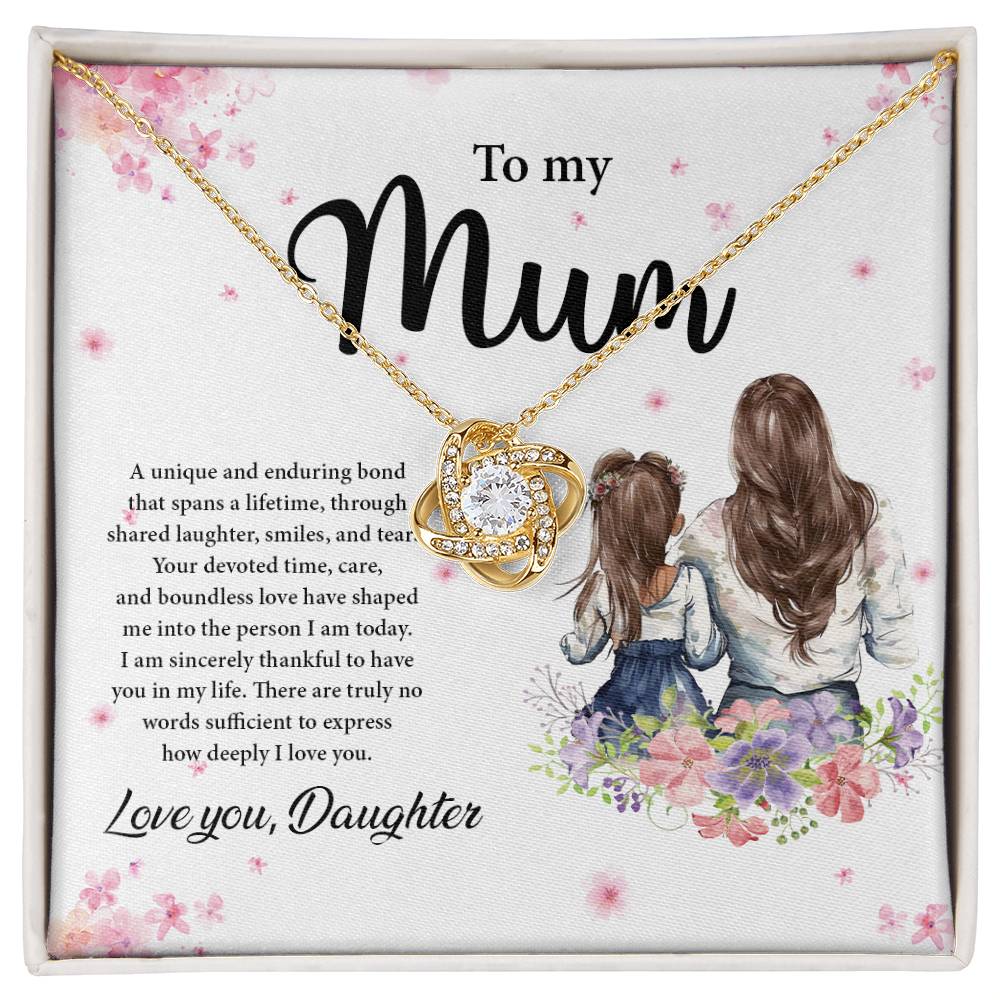 4018b Love Knot Necklace, Gift to my Mom with Beautiful Message Card