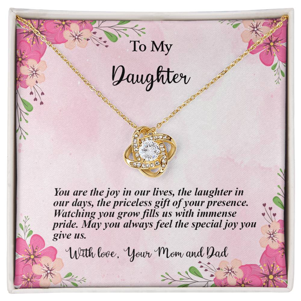 4035c Love Knot Necklace, Gift to my Daughter with Beautiful Message Card