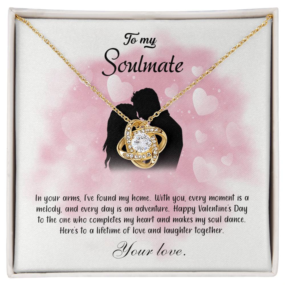 valentine-5b Love Knot Necklace, Gift to My Soulmate with Message card