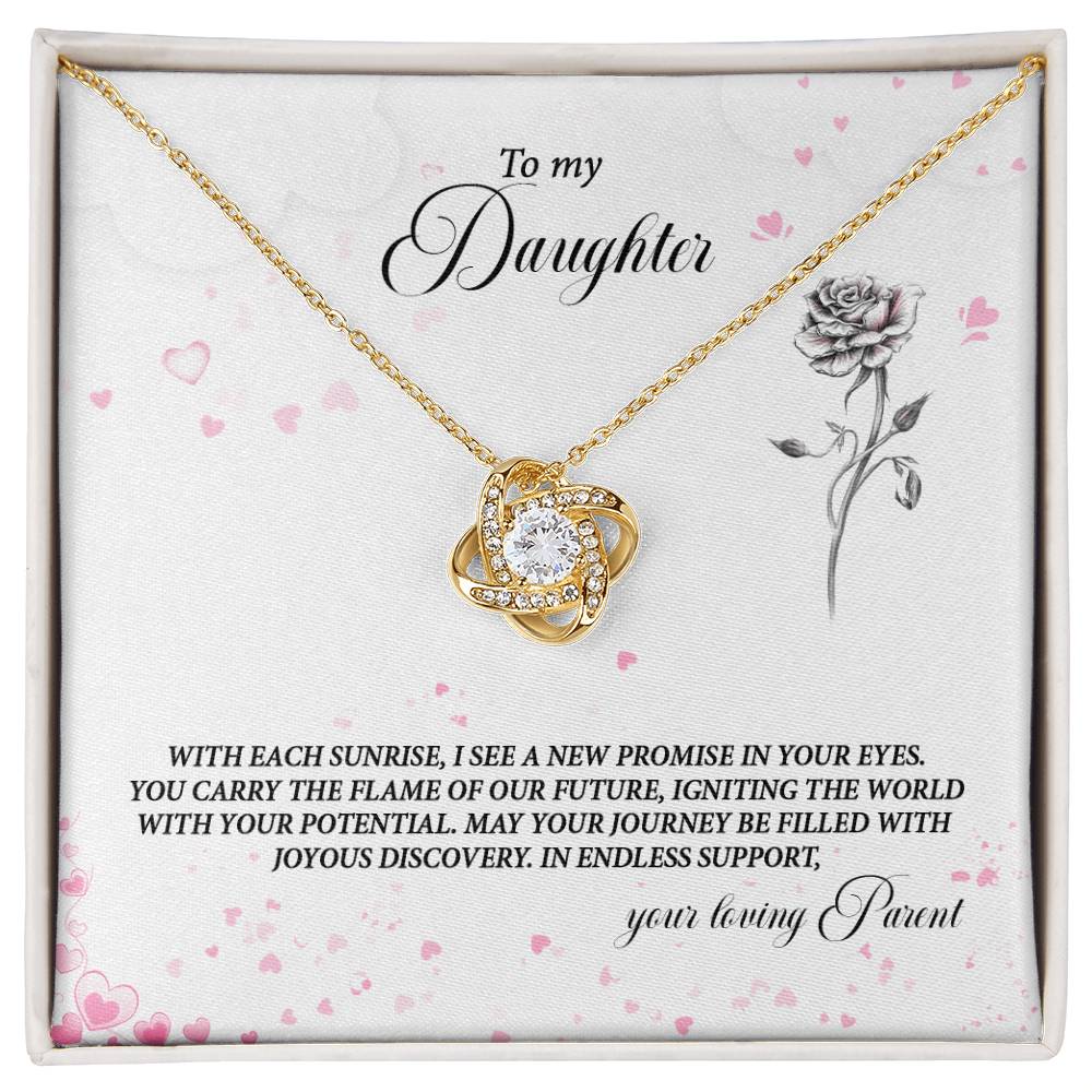 4037a Love Knot Necklace, Gift to my Daughter with Beautiful Message Card