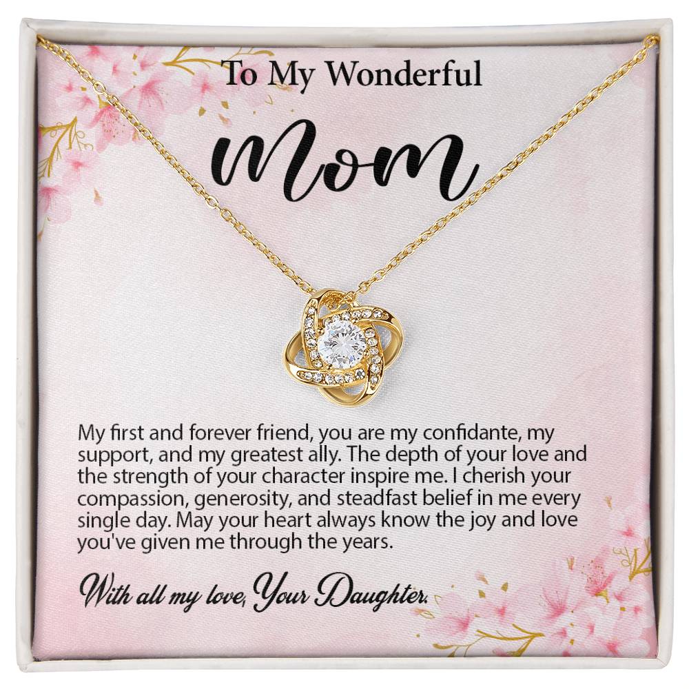 4029d Love Knot Necklace, Gift to my Mom with Beautiful Message Card