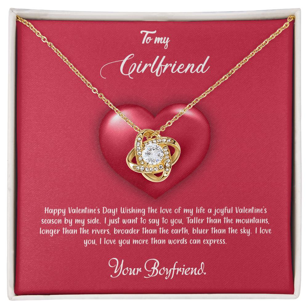 valentine-35c Love Knot Necklace, Gift to my Girlfriend with Beautiful Message Card