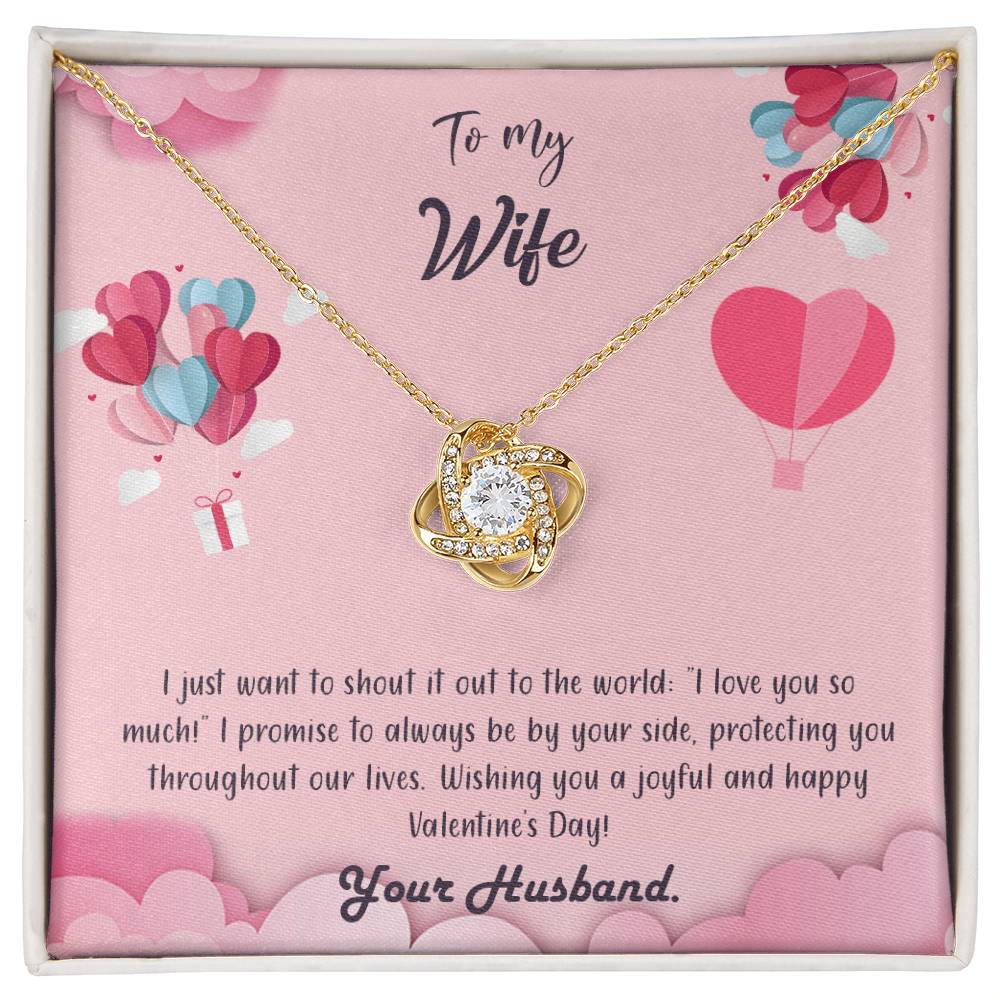 valentine-28a Love Knot Necklace, Gift to my Wife with Beautiful Message Card