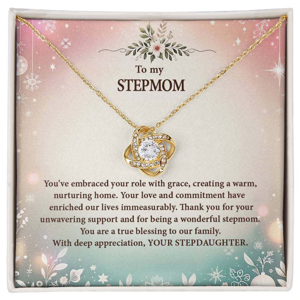 4057k Love Knot Necklace, Gift to my Stepmom with Beautiful Message Card