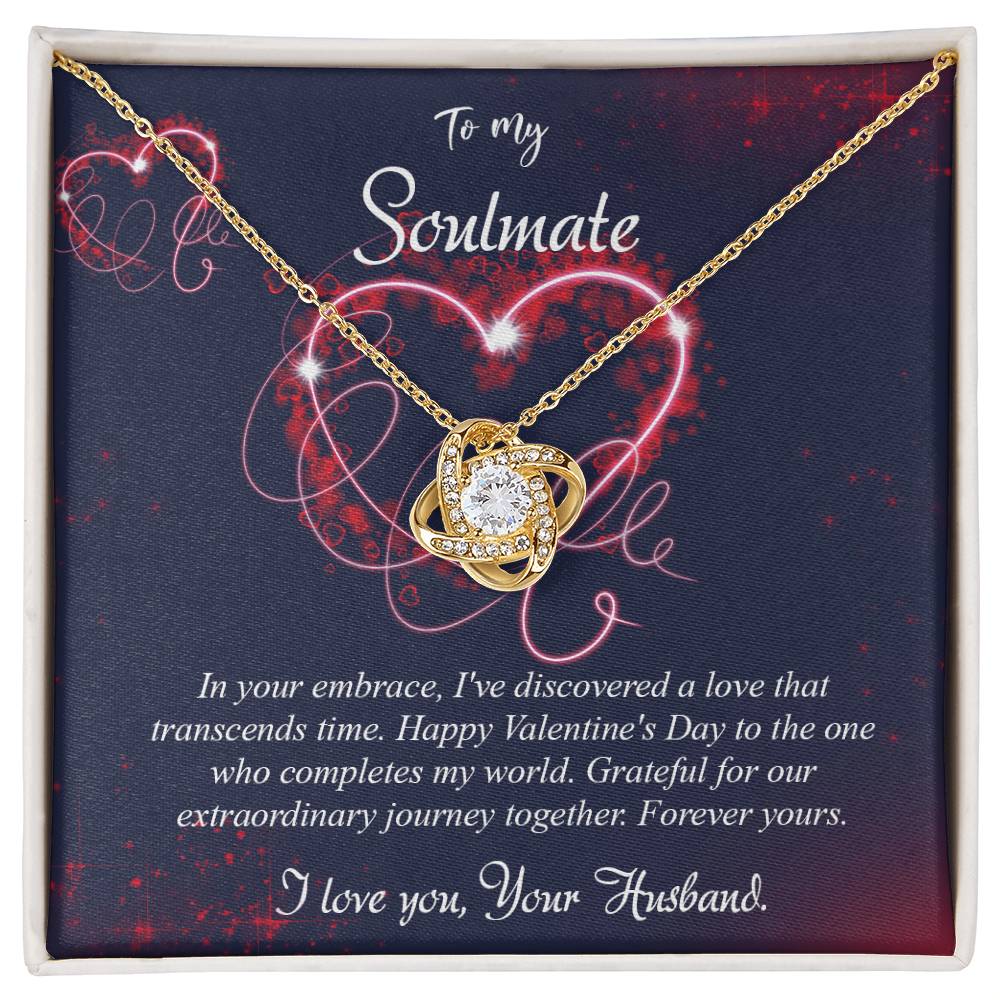 valentine-7b Love Knot Necklace, Gift to My Soulmate with Message card