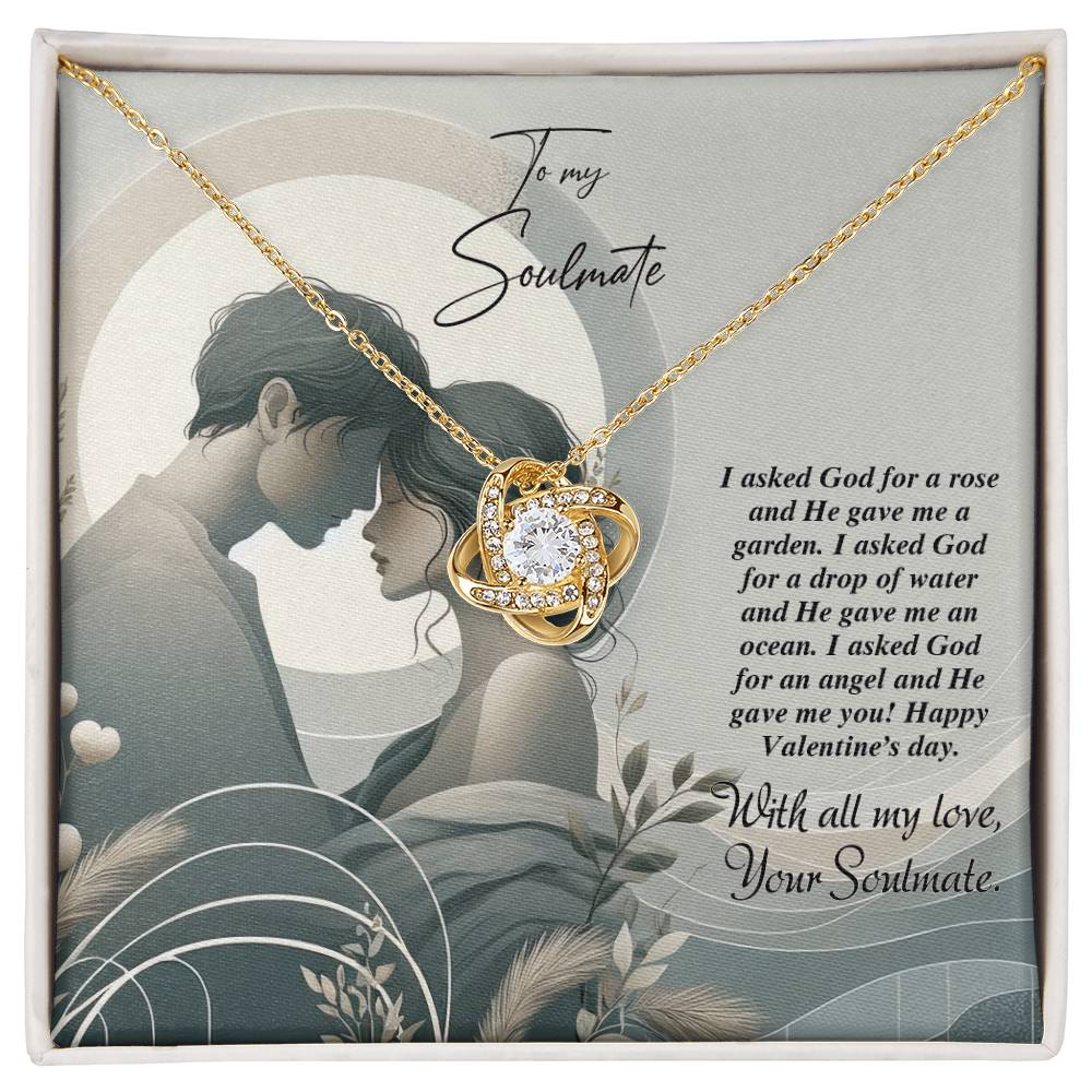 Valentine-st22b Love Knot Necklace, Gift to My Soulmate with Message card