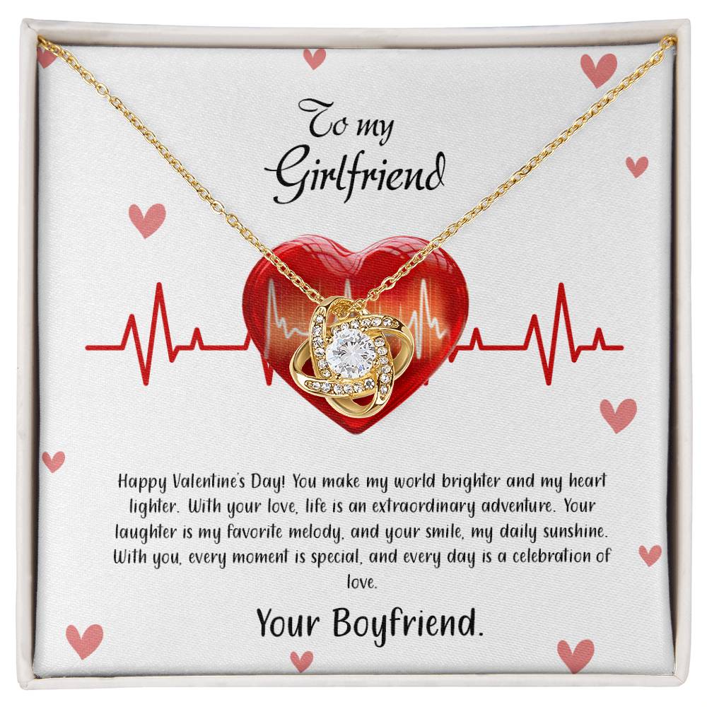 valentine-33c Love Knot Necklace, Gift to my Girlfriend with Beautiful Message Card