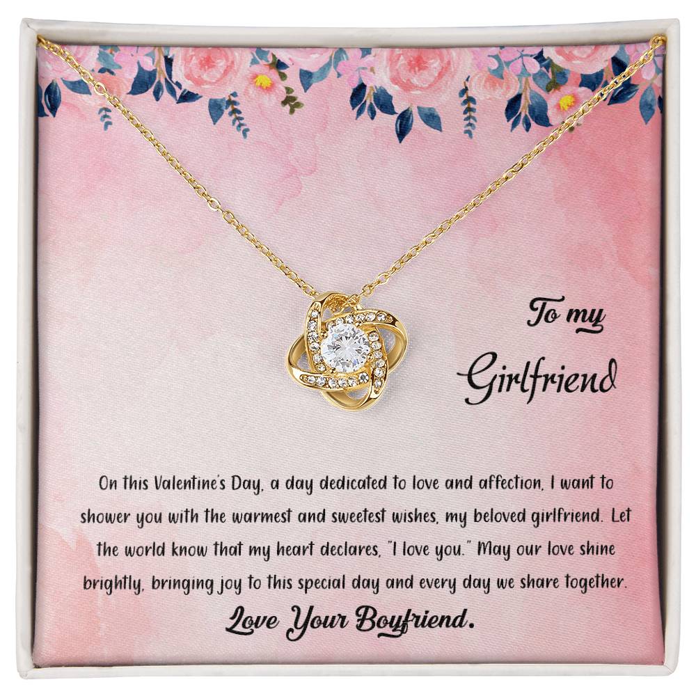 valentine-38c Love Knot Necklace, Gift to my Girlfriend with Beautiful Message Card