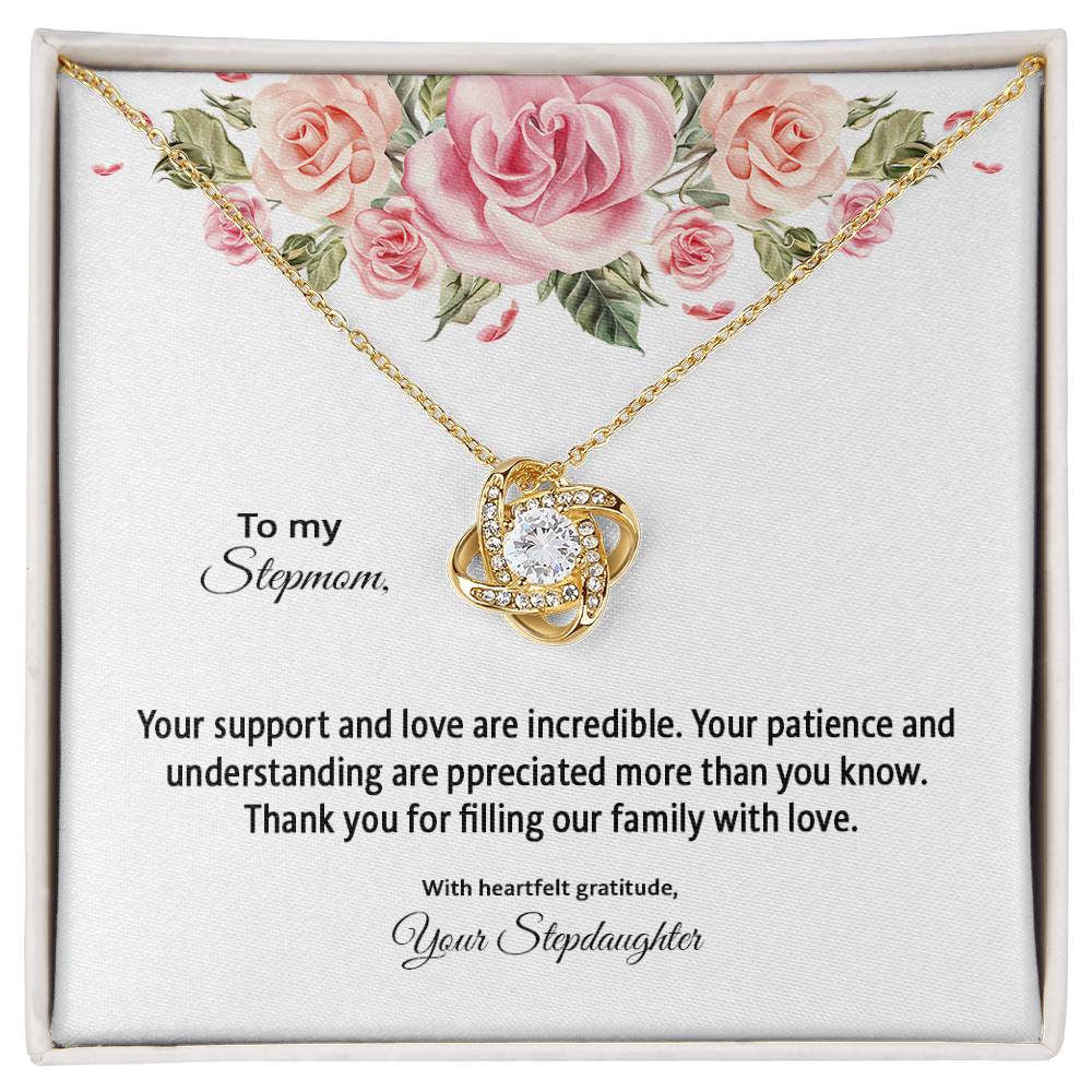 4031d Love Knot Necklace, Gift to my Stepmom with Beautiful Message Card