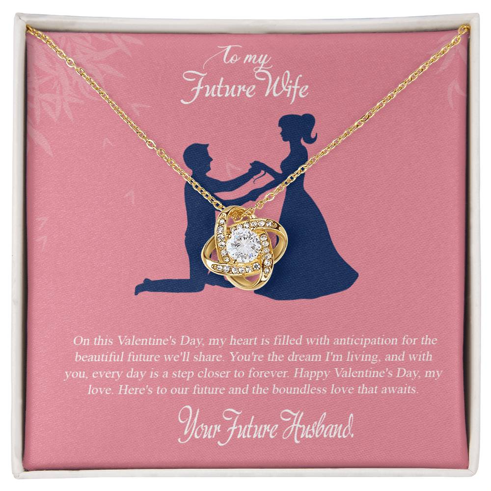 valentine-2d Love Knot Necklace, Gift to my Future Wife with Beautiful Message Card