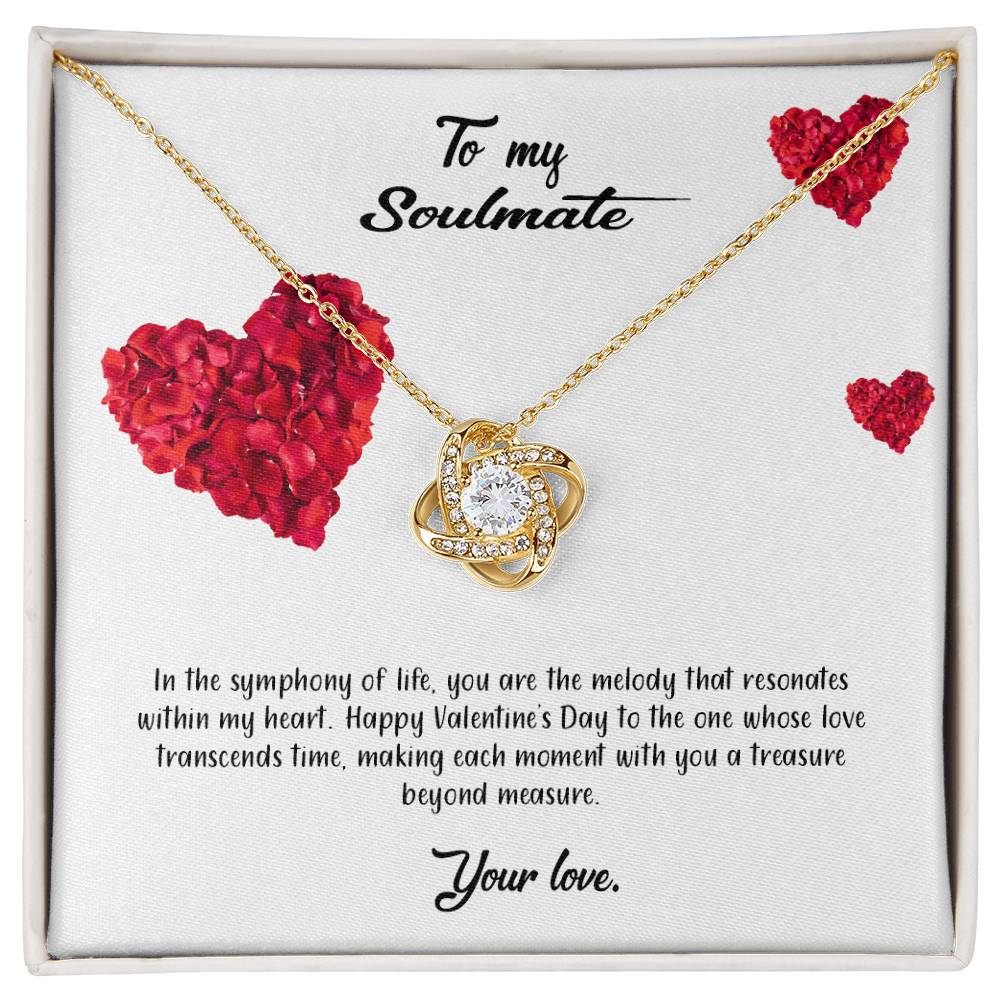 valentine-17b Love Knot Necklace, Gift to My Soulmate with Message card