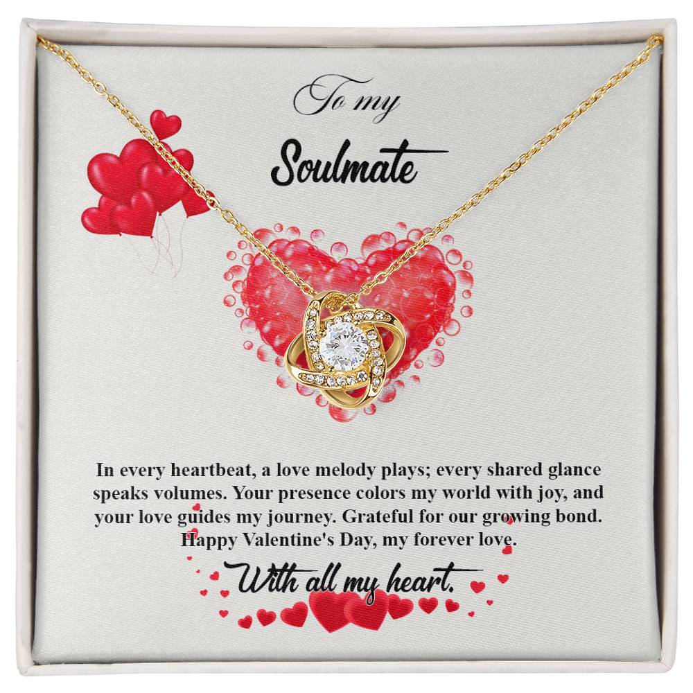 valentine-20b Love Knot Necklace, Gift to My Soulmate with Message card