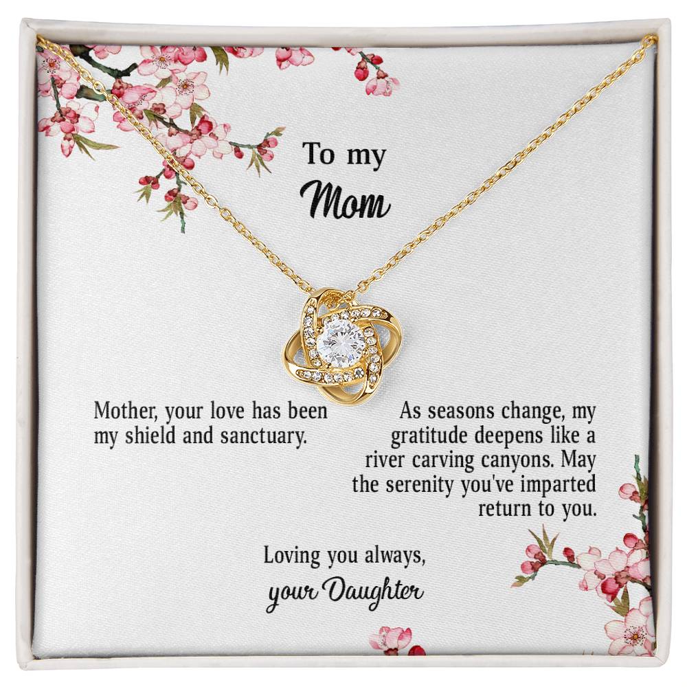 4039c Love Knot Necklace, Gift to my Mom with Beautiful Message Card