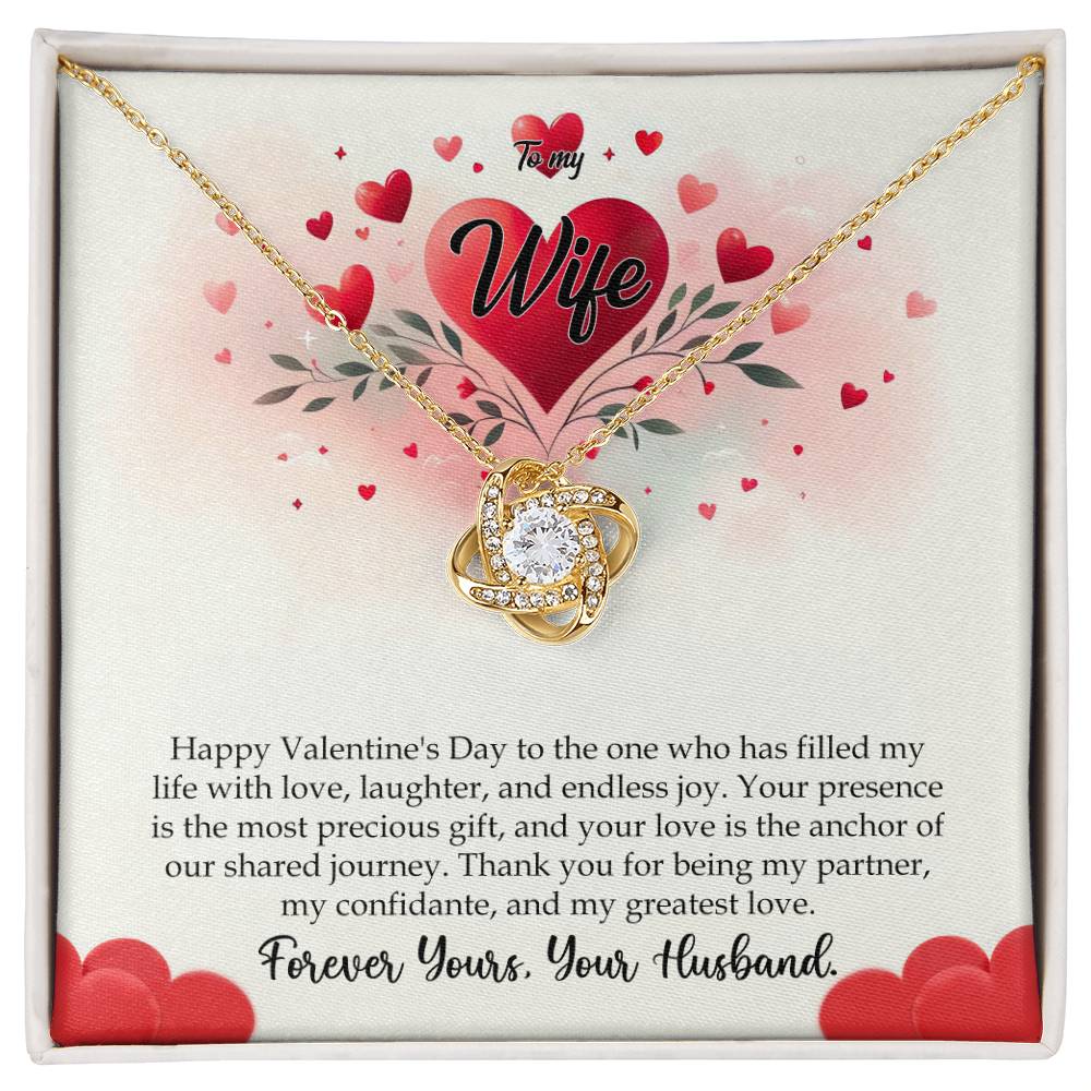 Valentine-st11a Love Knot Necklace, Gift to my Wife with Beautiful Message Card