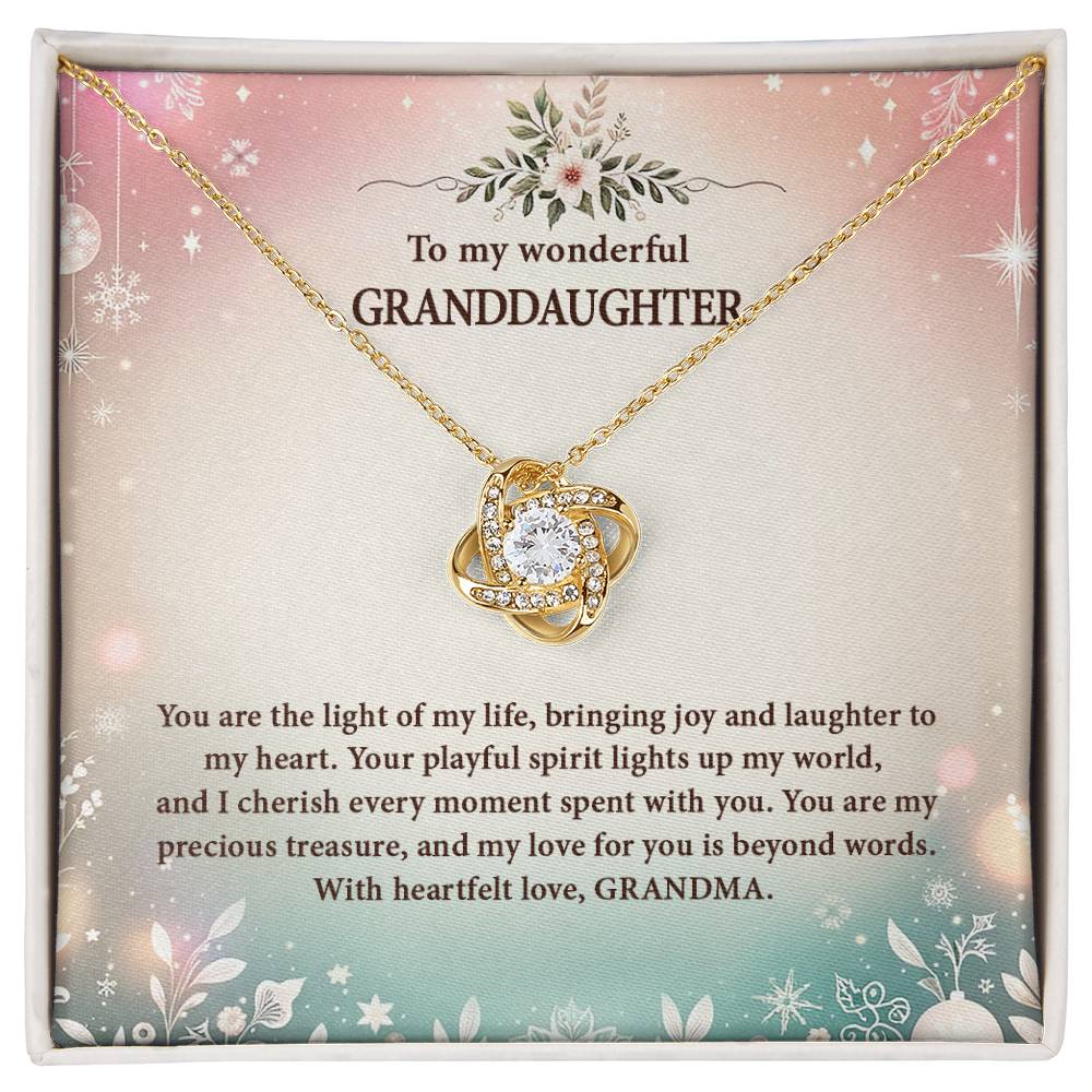 4057a Love Knot Necklace, Gift to My Granddaughter with nice Message Card