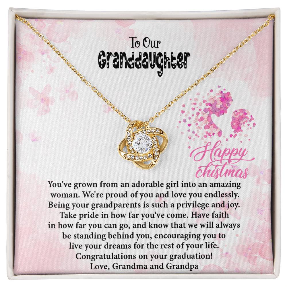 4020 d Love Knot Necklace, Gift to My Granddaughter with nice Message Card