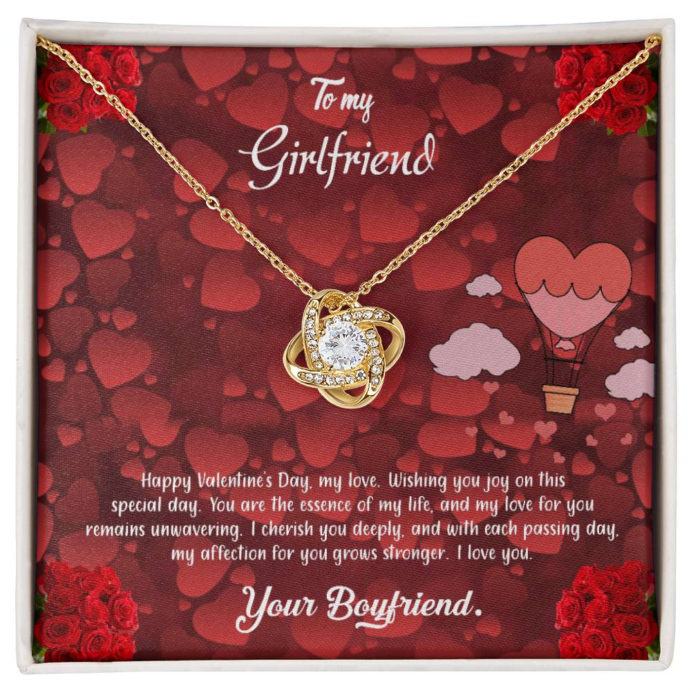 valentine-27c Love Knot Necklace, Gift to my Girlfriend with Beautiful Message Card