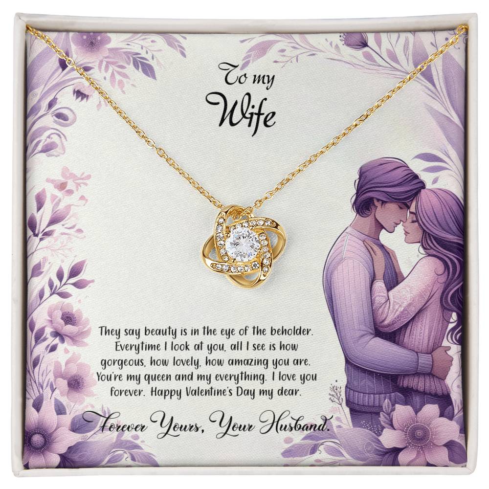 Valentine-st25a Love Knot Necklace, Gift to my Wife with Beautiful Message Card