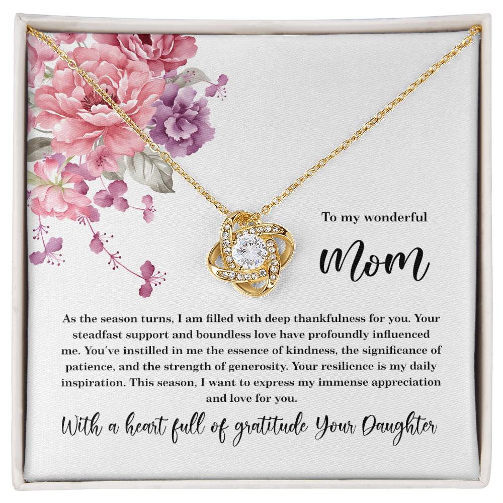 4027e Love Knot Necklace, Gift to my Mom with Beautiful Message Card