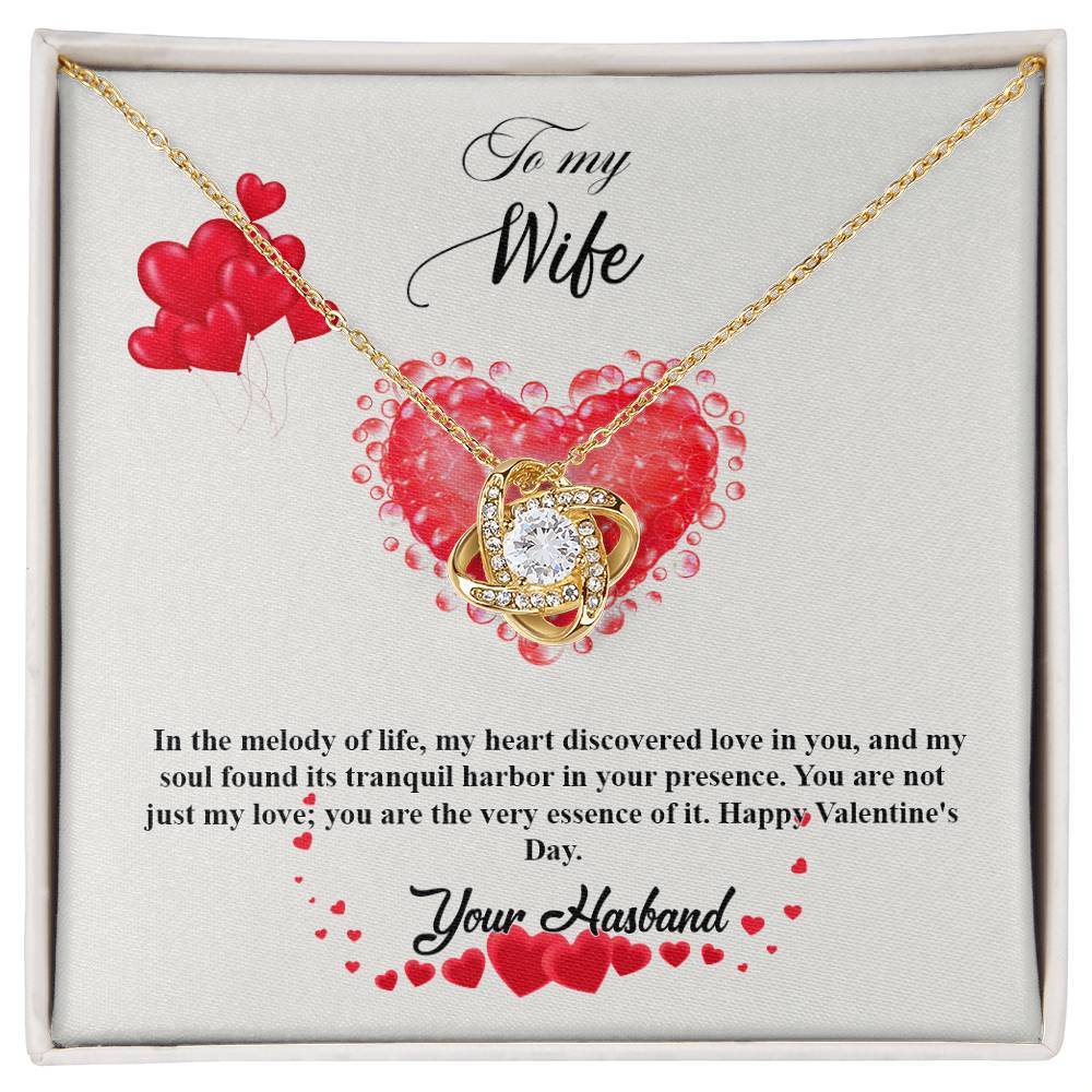 valentine-20a Love Knot Necklace, Gift to my Wife with Beautiful Message Card