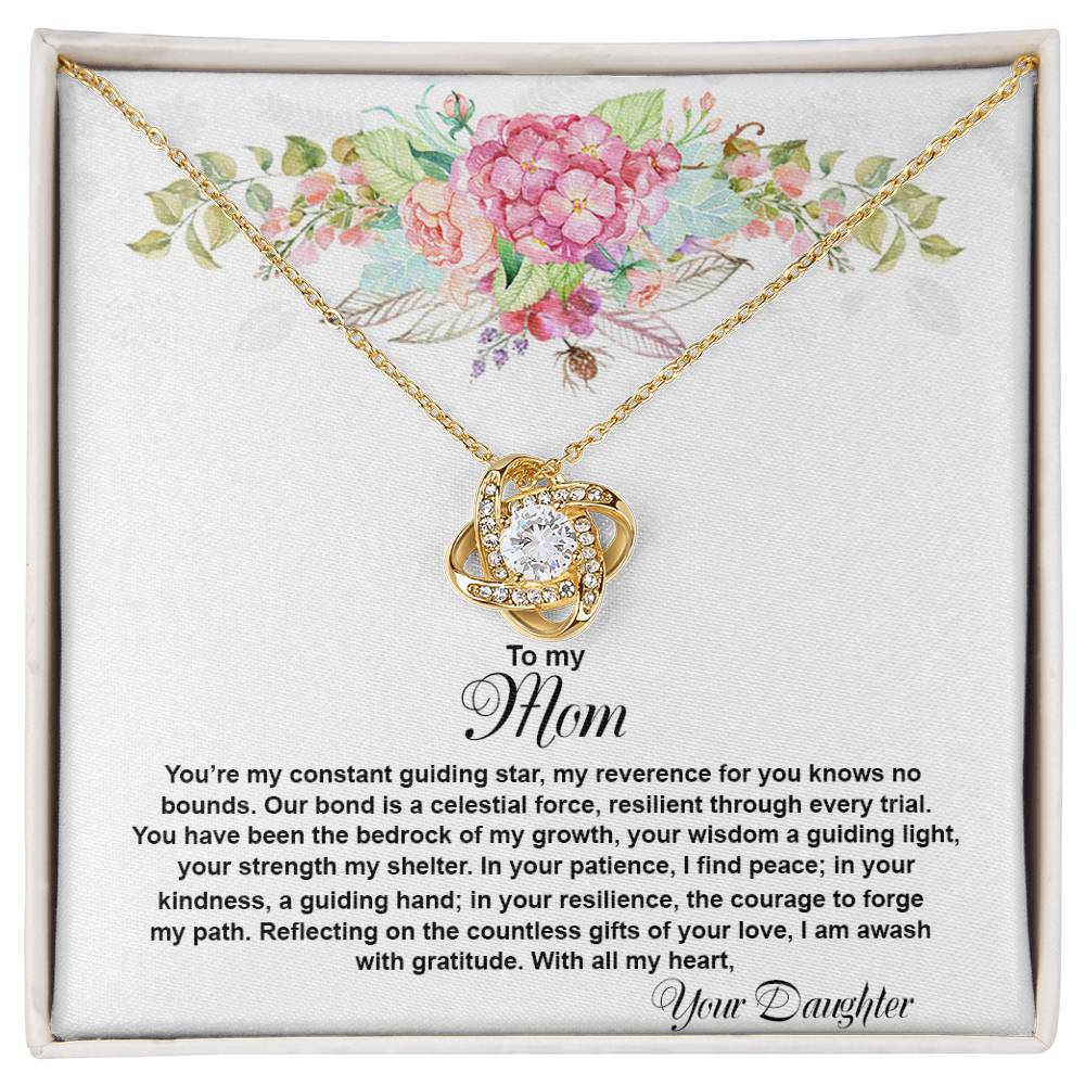 4026a Love Knot Necklace, Gift to my Mom with Beautiful Message Card