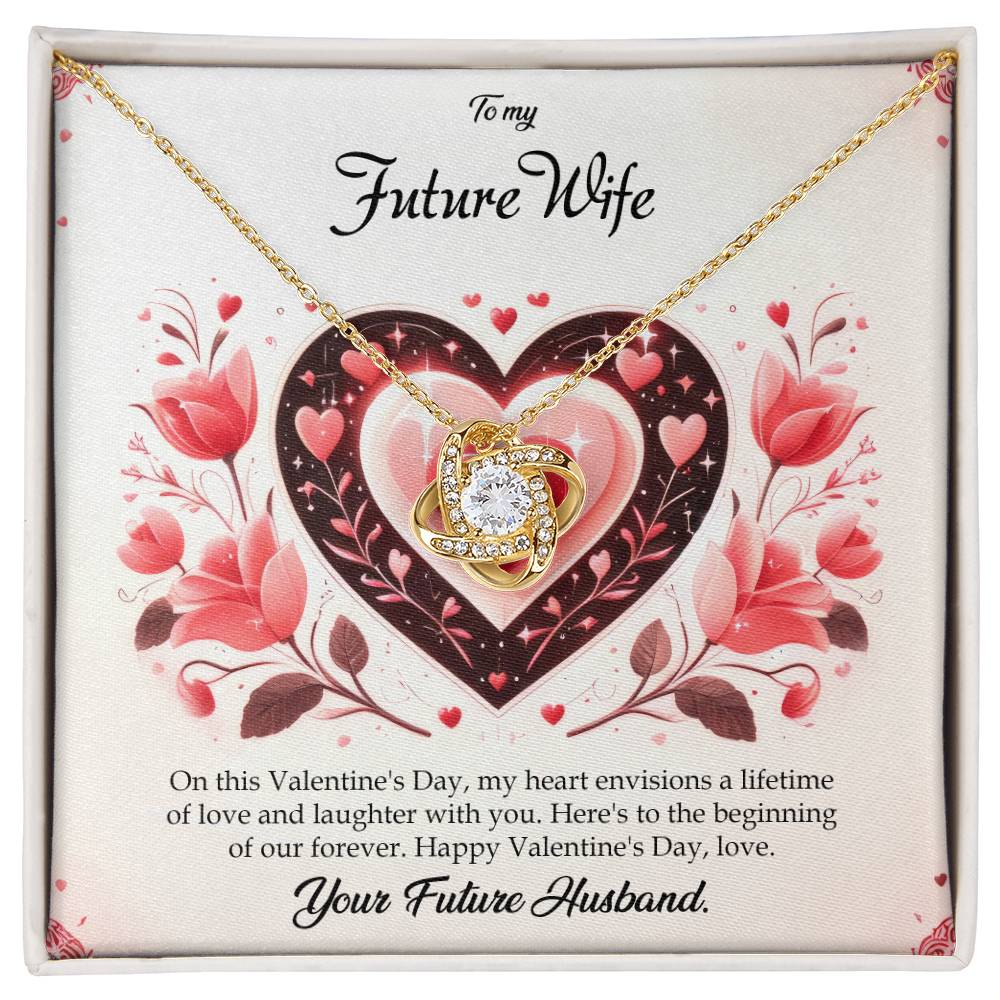 Valentine-st5d Love Knot Necklace, Gift to my Future Wife with Beautiful Message Card