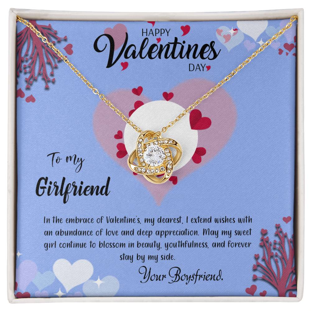 valentine-30c Love Knot Necklace, Gift to my Girlfriend with Beautiful Message Card