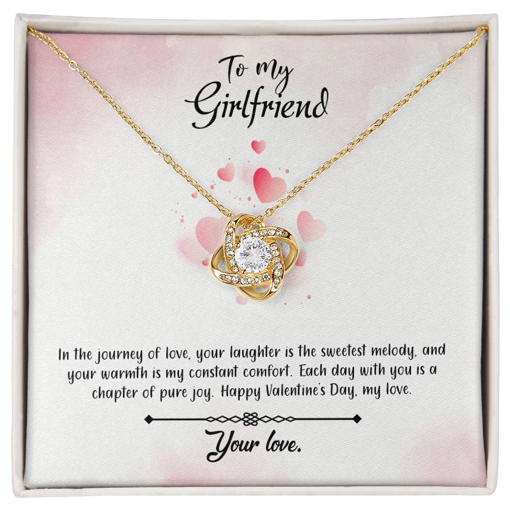 valentine-12c Love Knot Necklace, Gift to my Girlfriend with Beautiful Message Card