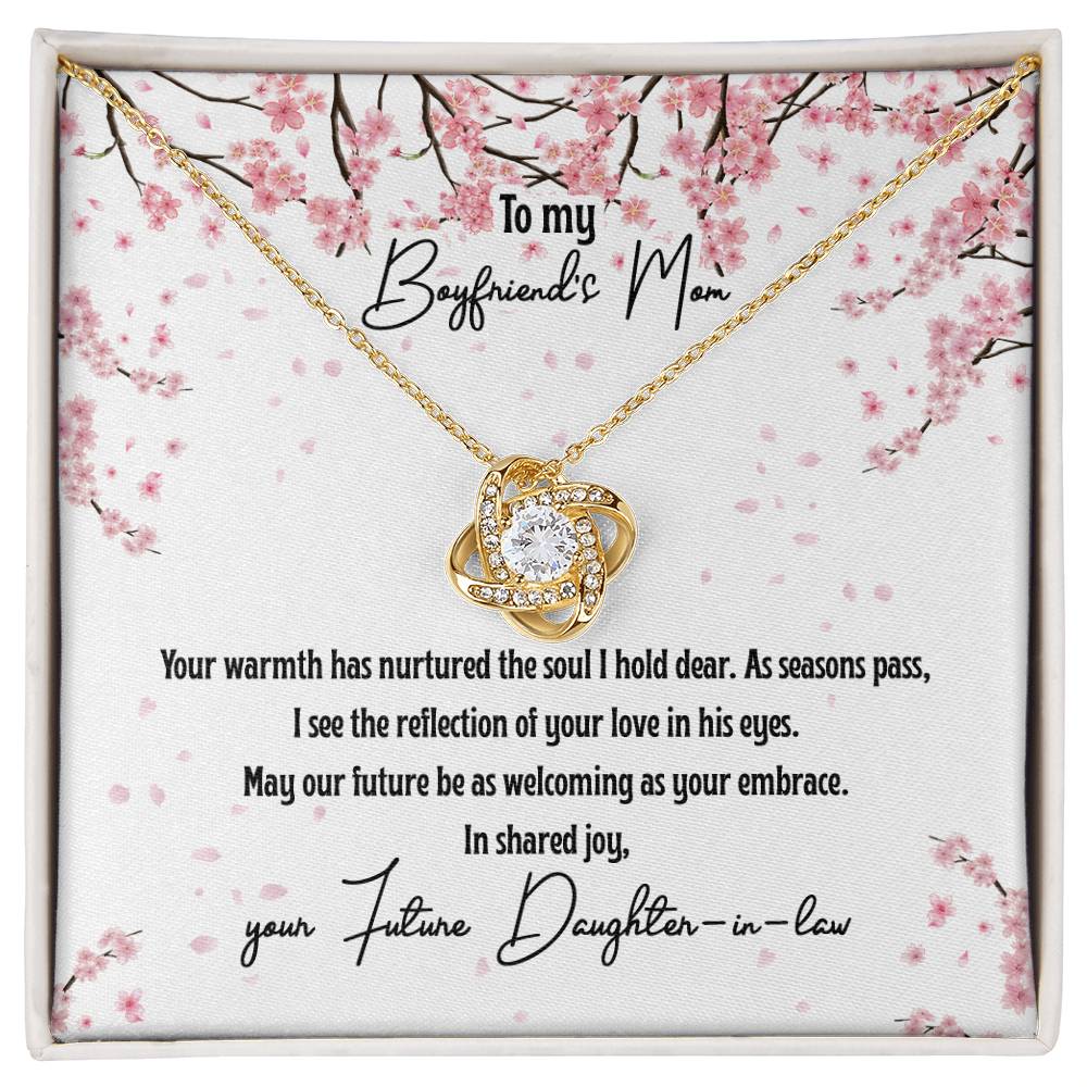 4040 c Love Knot Necklace, Gift to my Boyfriend's Mom with Beautiful Message Card