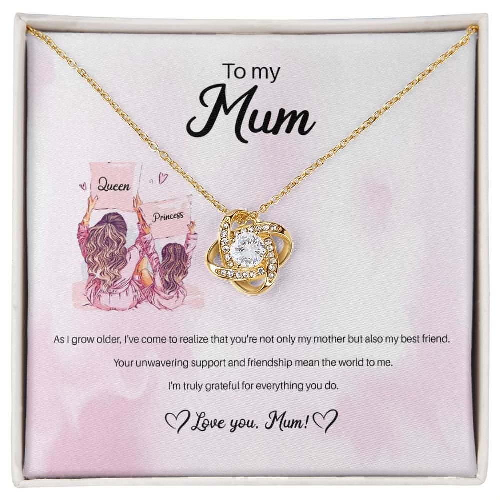94941c Love Knot Necklace, Gift to my Mom with Beautiful Message Card