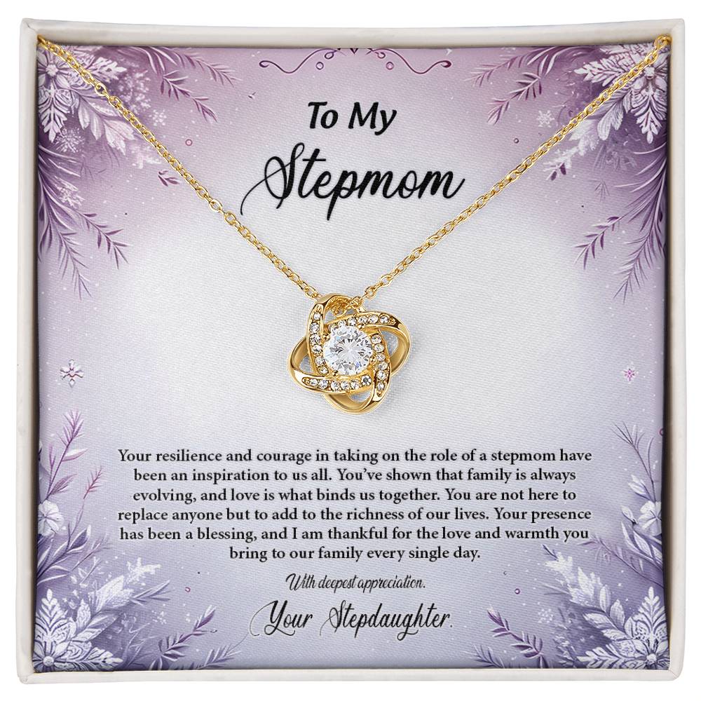 4054b Love Knot Necklace, Gift to my Stepmom with Beautiful Message Card