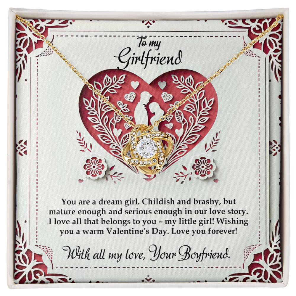 Valentine-st16c Love Knot Necklace, Gift to my Girlfriend with Beautiful Message Card