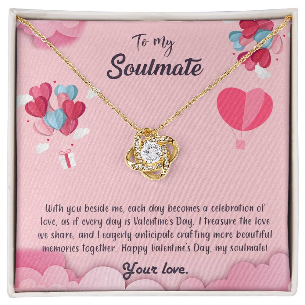 valentine-28b Love Knot Necklace, Gift to My Soulmate with Message card