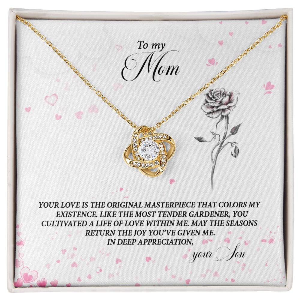 4037c Love Knot Necklace, Gift to my Mom with Beautiful Message Card