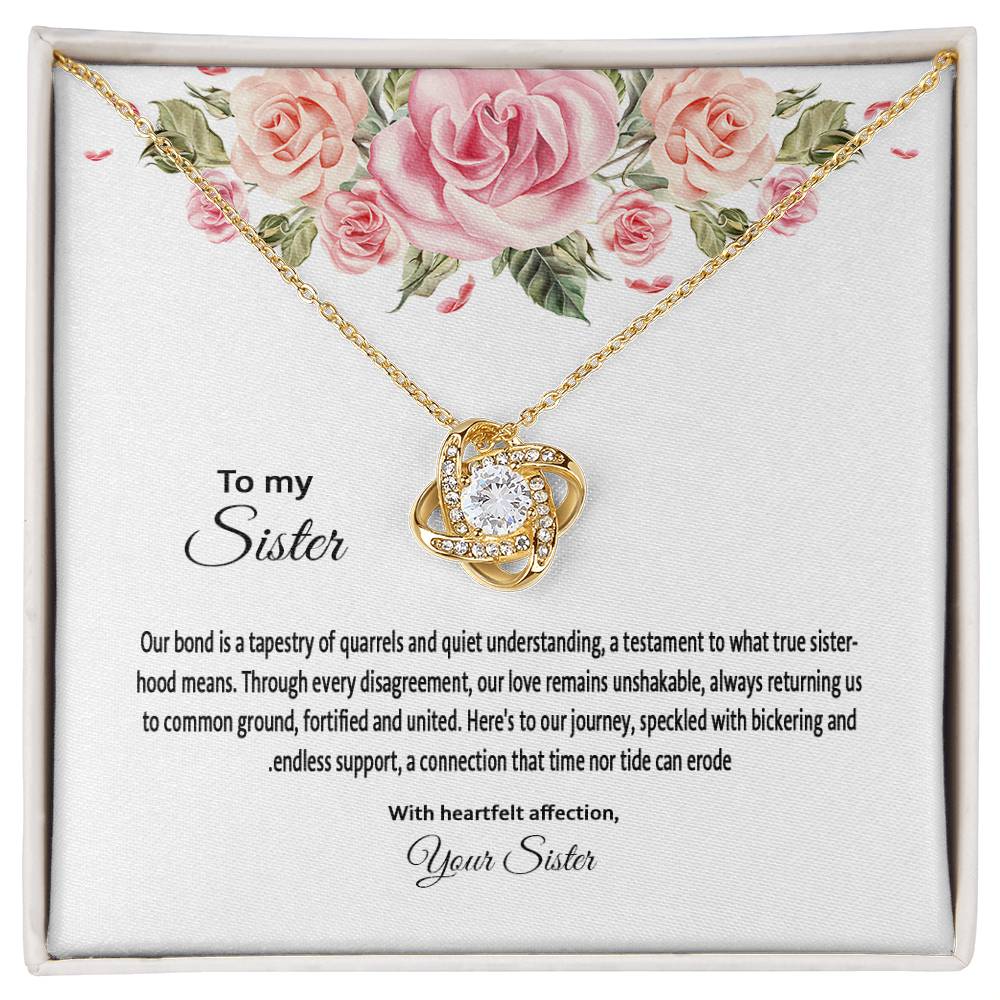 4031c Love Knot Necklace, Gift to my Sister with Beautiful Message Card