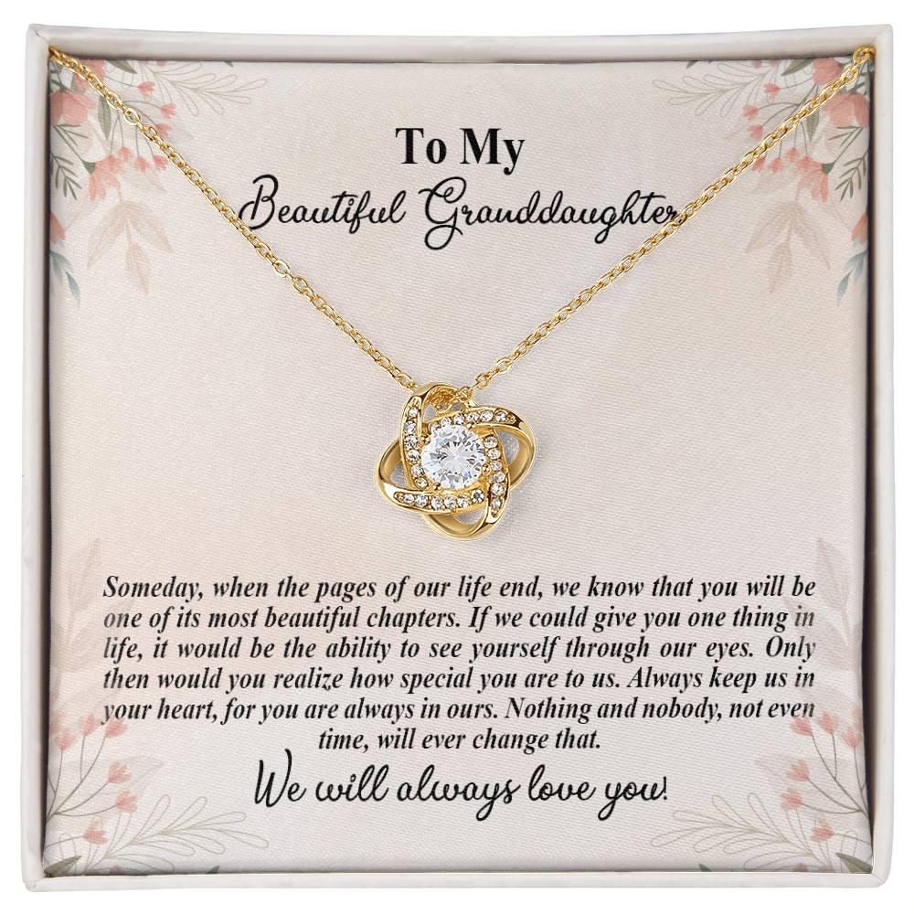 4025d Love Knot Necklace, Gift to My Granddaughter with nice Message Card