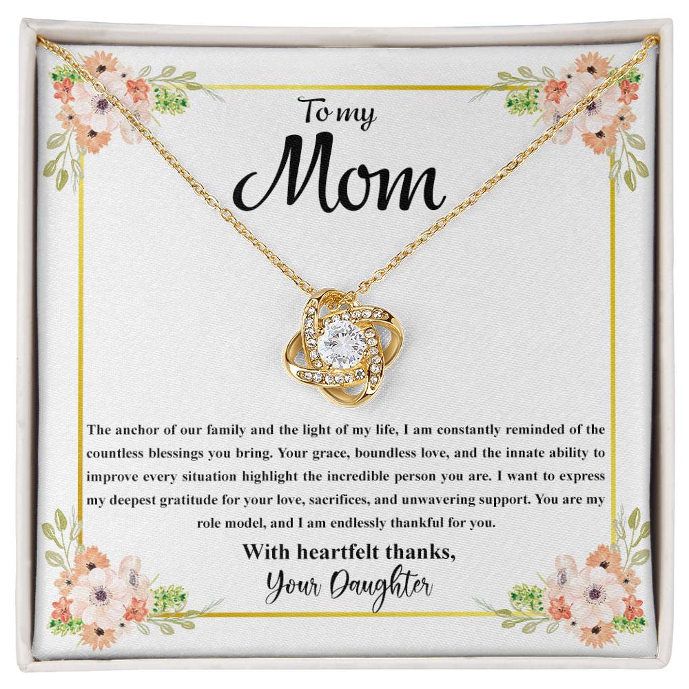 4032b Love Knot Necklace, Gift to my Mom with Beautiful Message Card