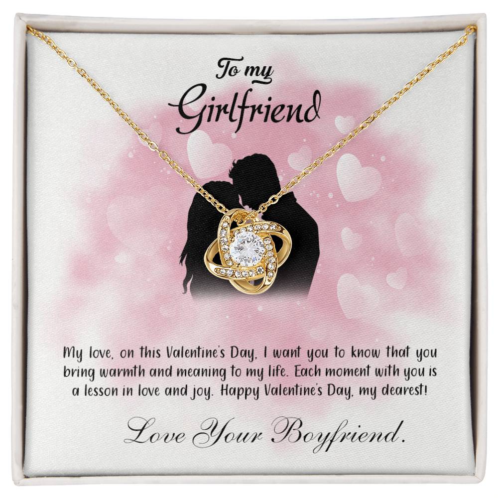 valentine-5c Love Knot Necklace, Gift to my Girlfriend with Beautiful Message Card