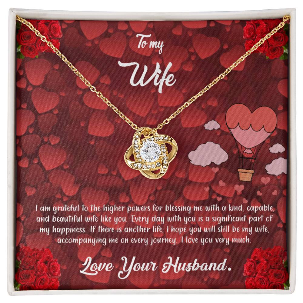 valentine-27a Love Knot Necklace, Gift to my Wife with Beautiful Message Card