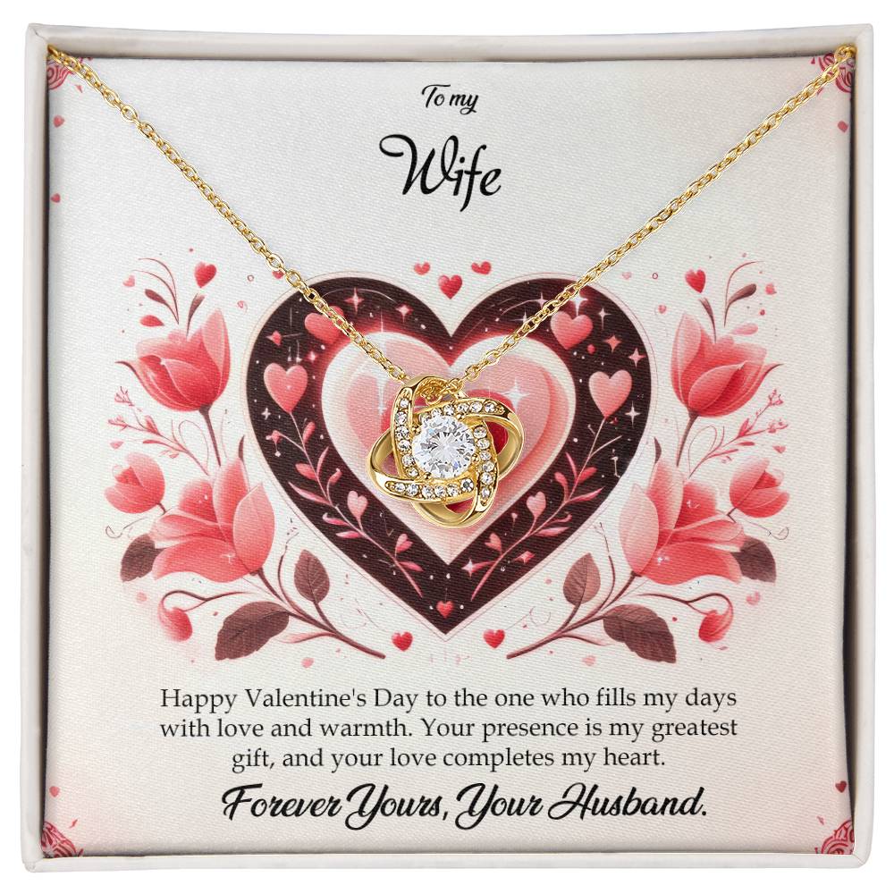 Valentine-st5a Love Knot Necklace, Gift to my Wife with Beautiful Message Card