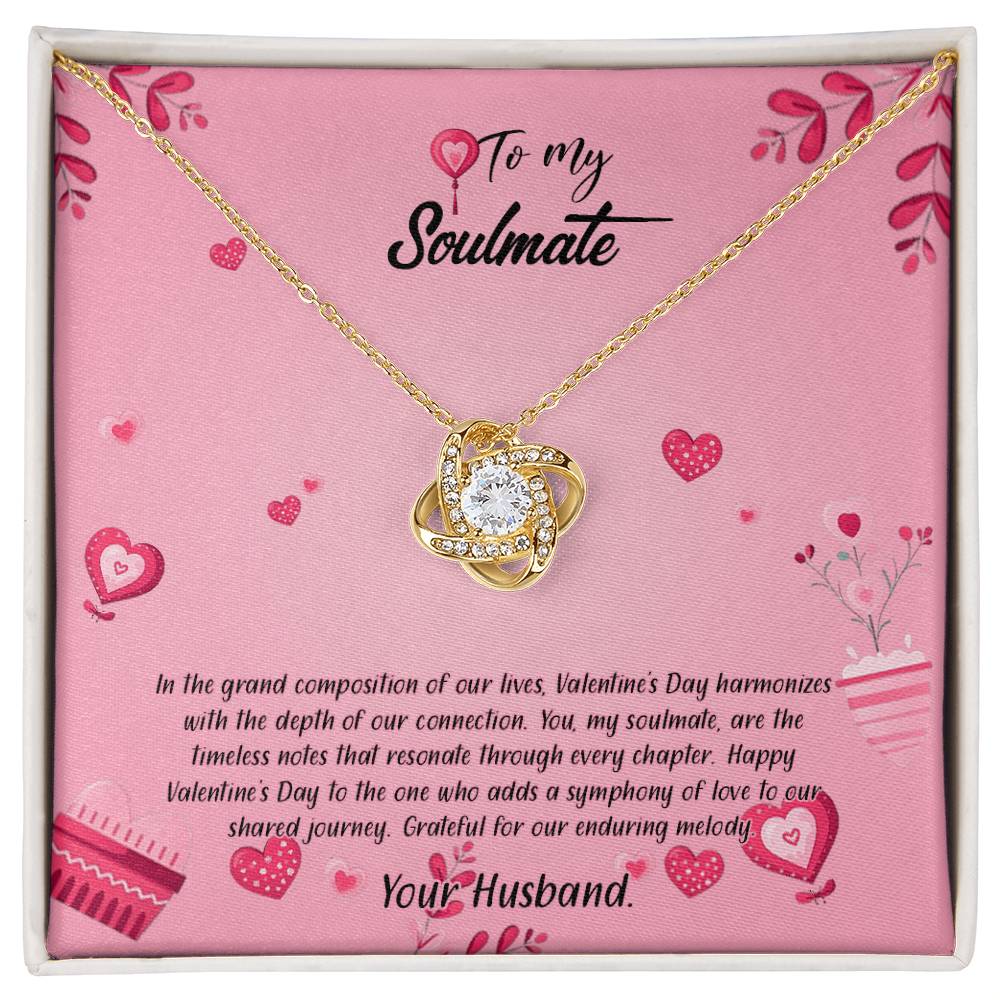 valentine-16b Love Knot Necklace, Gift to My Soulmate with Message card