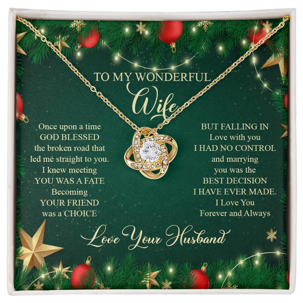 93045a Love Knot Necklace, Gift to my Wife with beautiful Message Card