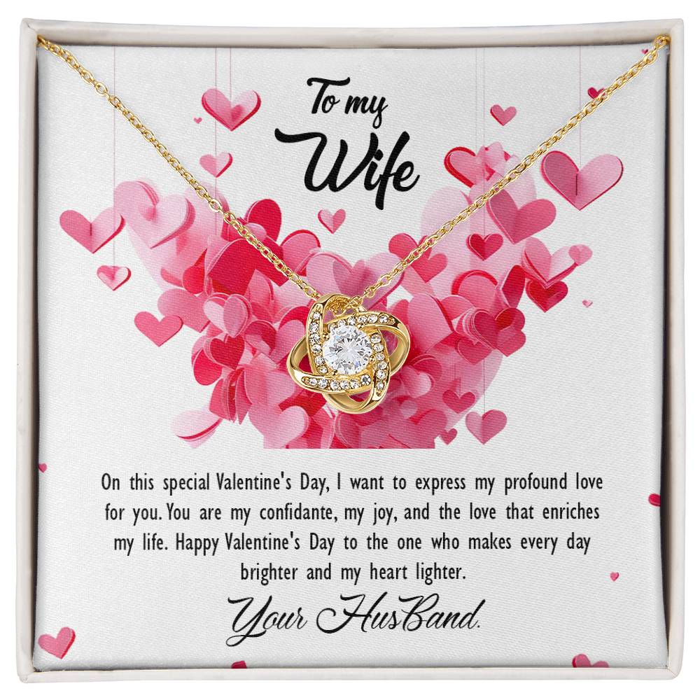 valentine-26a Love Knot Necklace, Gift to my Wife with Beautiful Message Card