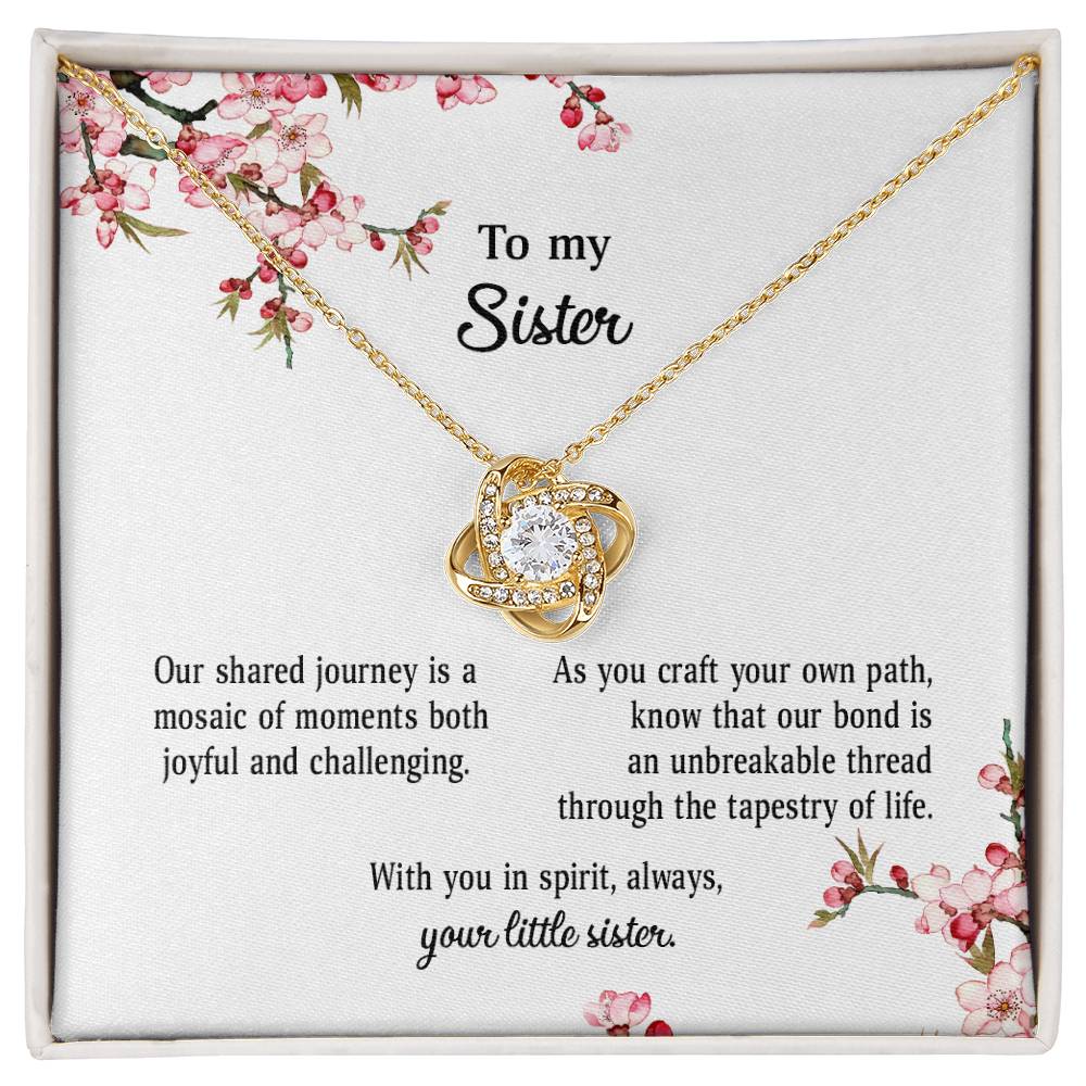 4039b Love Knot Necklace, Gift to my Sister with Beautiful Message Card