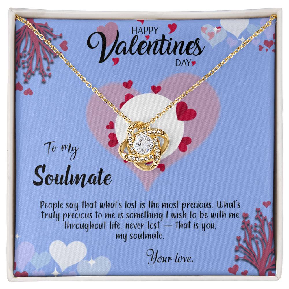 valentine-30b Love Knot Necklace, Gift to My Soulmate with Message card